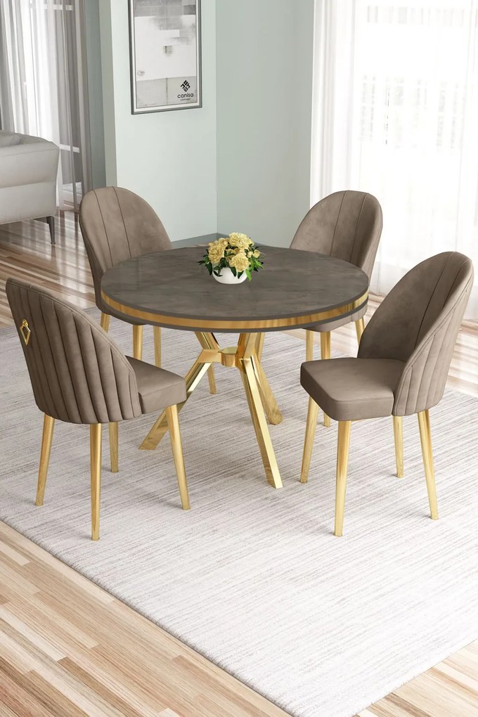 Mos étkezőgarnitúra, antracit-arany, 90 cm – TR240CHR2912