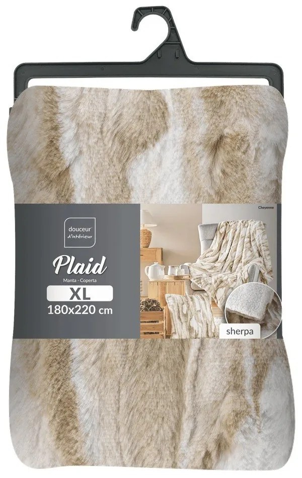 Bézs műszőrme takaró 180x220 cm Cheyenne – douceur d'intérieur