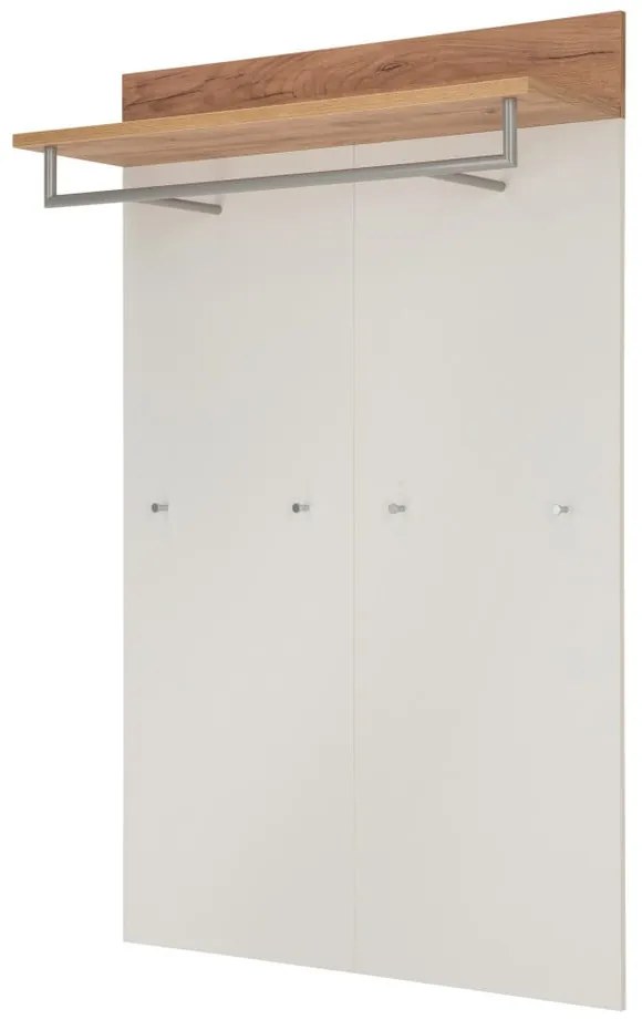 Fehér-natúr színű fogas panel tölgyfa dekorral Topix – Germania