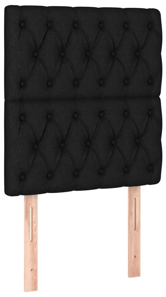 fekete szövet LED-es fejtámla 80x7x118/128 cm
