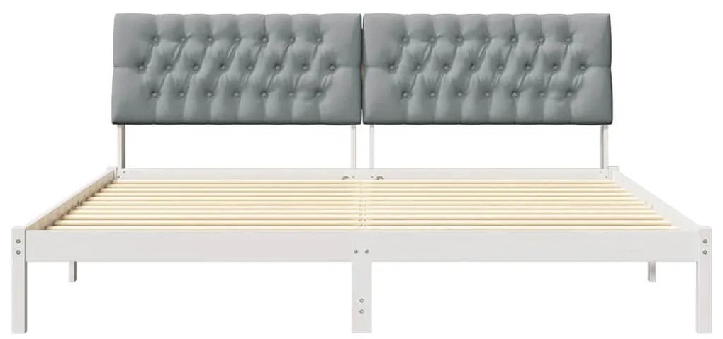 Ágykeret Kárpitozott Fejtámlával fejtámlával Fehér 200 x 200 cm
