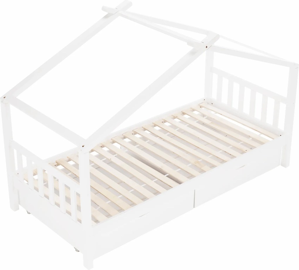 Ágy 2 konténerrál, fehér, ELISIA