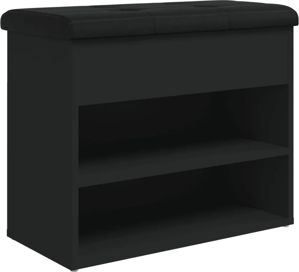 vidaXL fekete szerelt fa cipőtároló pad 62 x 32 x 50 cm