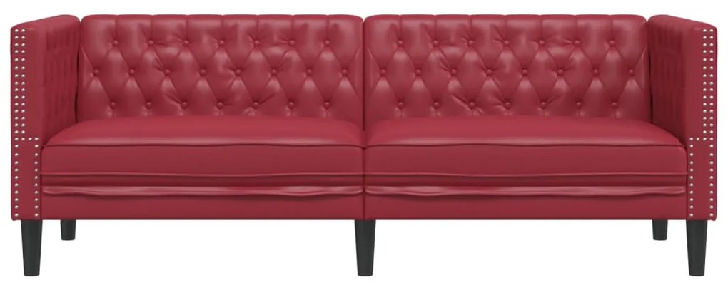3 személyes bordó műbőr Chesterfield kanapé