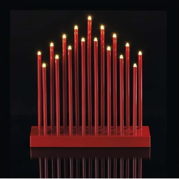 LED Karácsonyi gyertyatartó 17xLED/3xAA piros