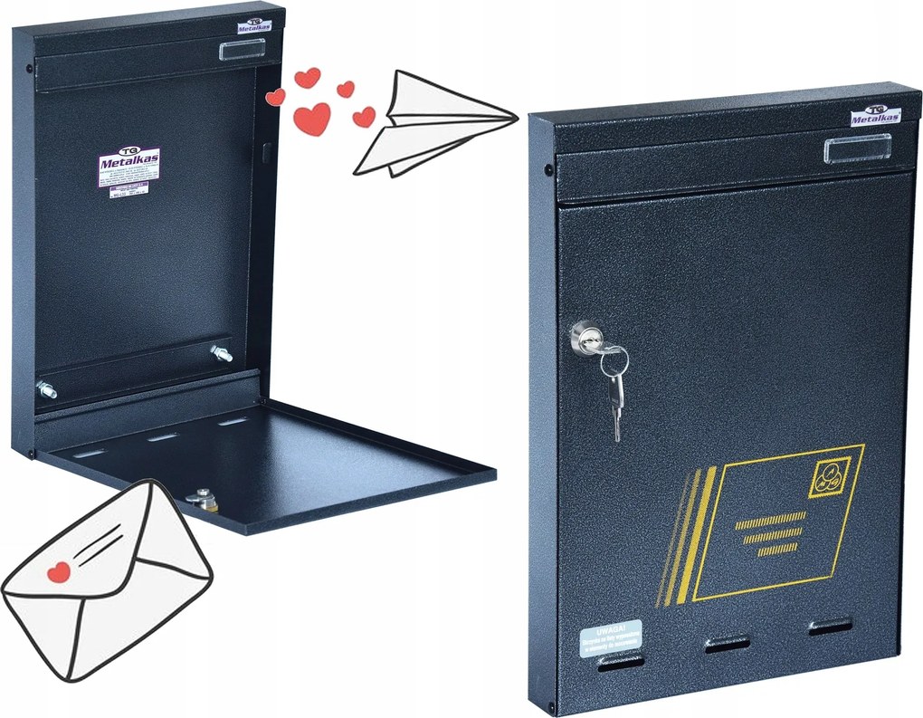 Prémium Tömör Fém Postaláda 39x26cm Metalkas