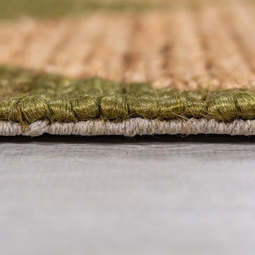 Zöld-natúr színű kézi szövésű jutakeverék szőnyeg 160x230 cm Effie Diamond – Flair Rugs