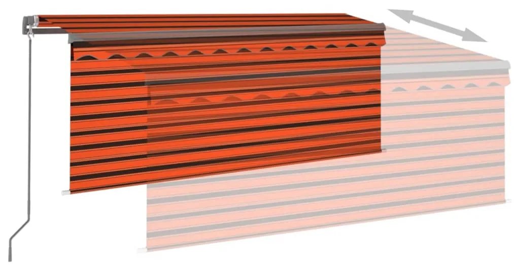 narancssárga-barna LED-es napellenző redőnnyel 3,5 x 2,5 m