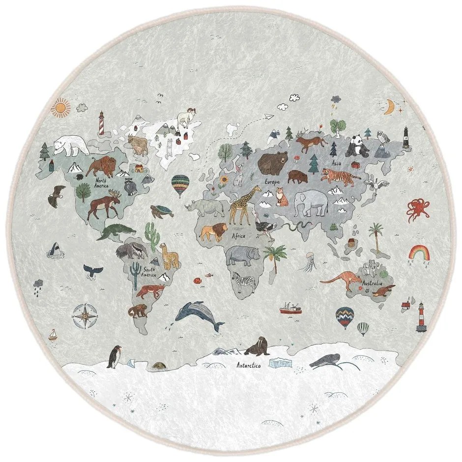 Mosható gyerek játszószőnyeg ø80 cm Big World – Mila Home