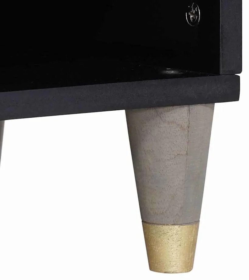 TV szekrény Szürke és Arany 100 x 33.5 x 46 cm Tömör mangófa