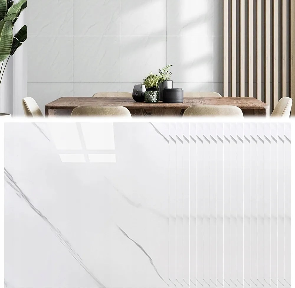 Falpanelek Öntapadós Tapéta Márvány Pvc Csempe 30X30CM Fehér 40 Db