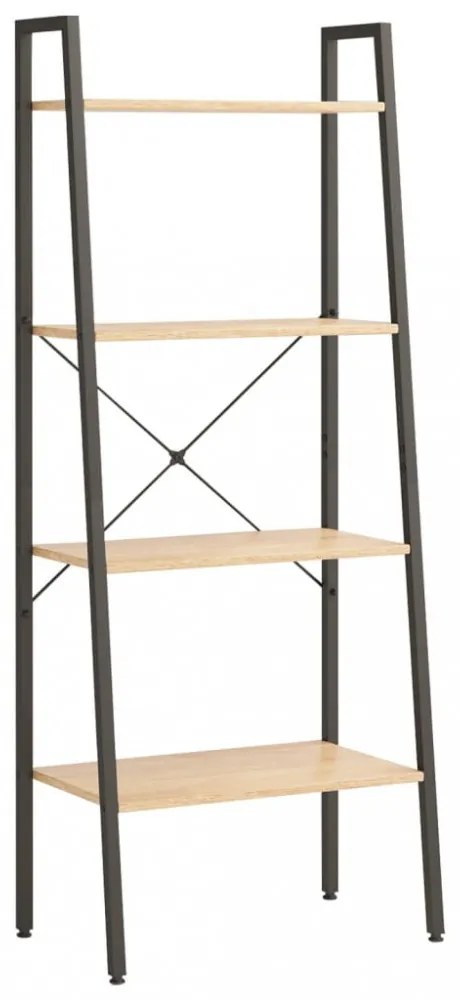 4-szintes világosbarna-fekete állópolc 56 x 35 x 140 cm