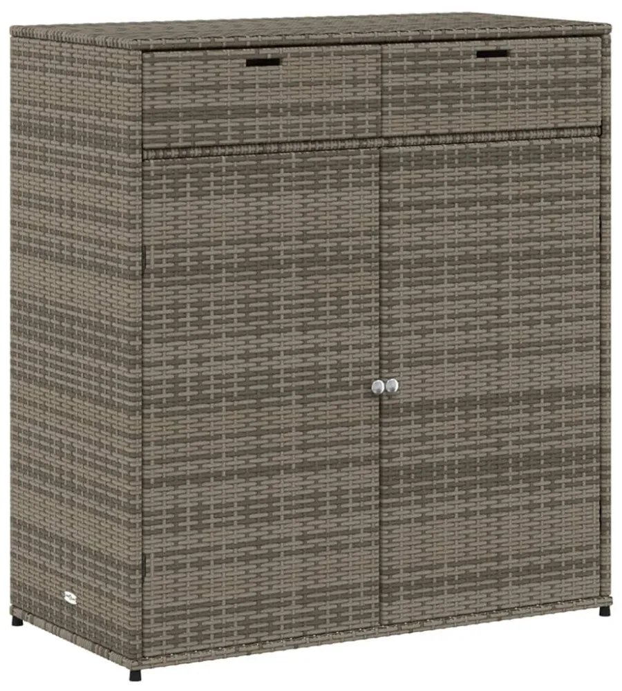 szürke polyrattan kerti tárolószekrény 105 x 55 x 113 cm