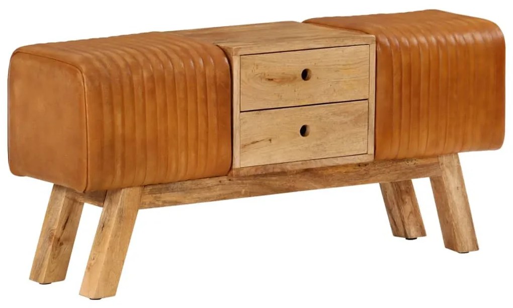 barna valódi kecskebőr és tömör mangófa bokpad 107 cm