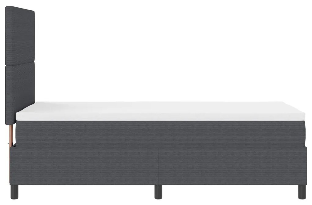 Boxspring ágy matraccal sötétszürke 80x200 cm kordbársony szövet