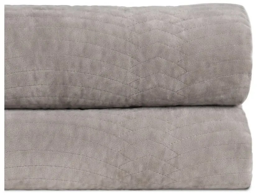 Szürke bársony steppelt ágytakaró 180x260 cm – Ixia