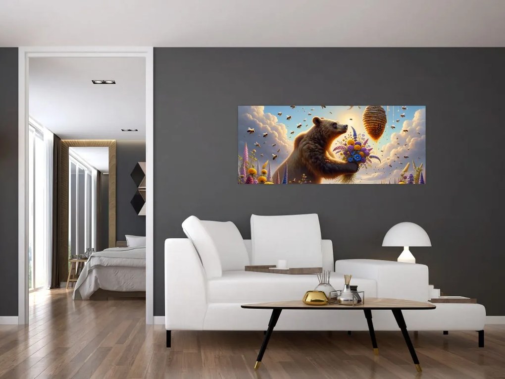 Kép - Medve és méhek (120x50 cm)
