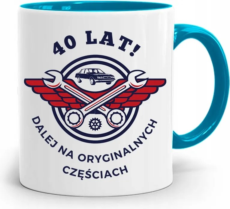 Születésnapra 40 40-es 40-es Bögre Kék Ajándék fényképes nyomattal