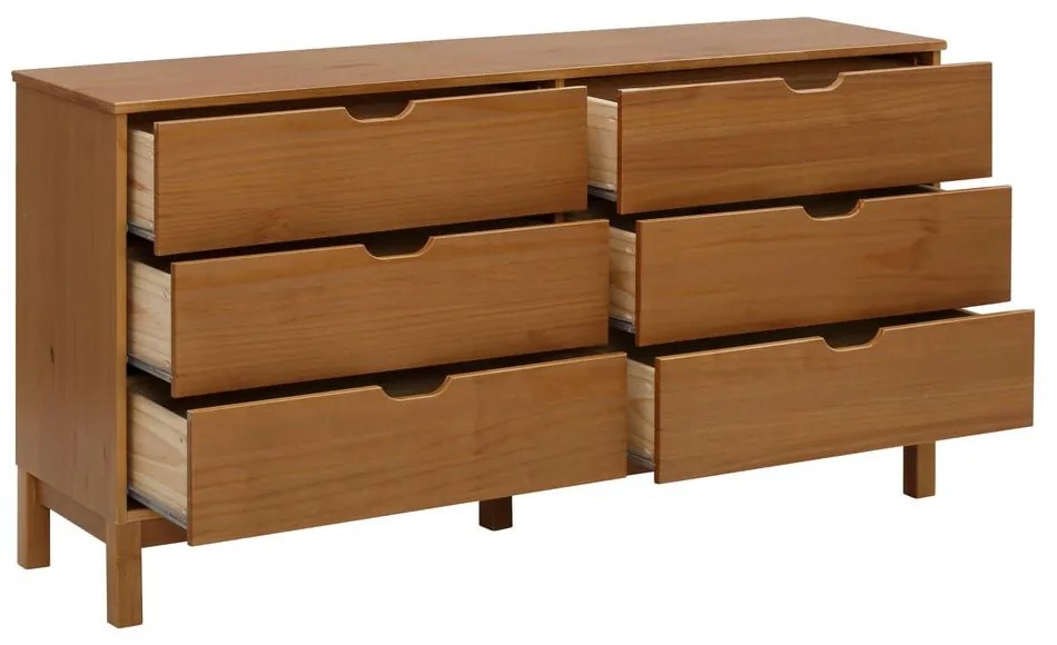 Natúr színű borovi fenyő alacsony komód 150x75 cm Post – Støraa