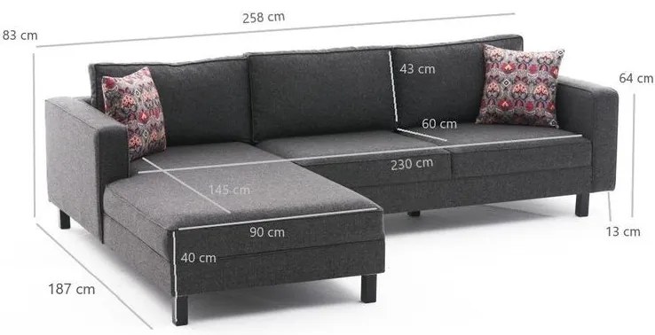 Sarokkanapé Kale Linen Balos - Antracit