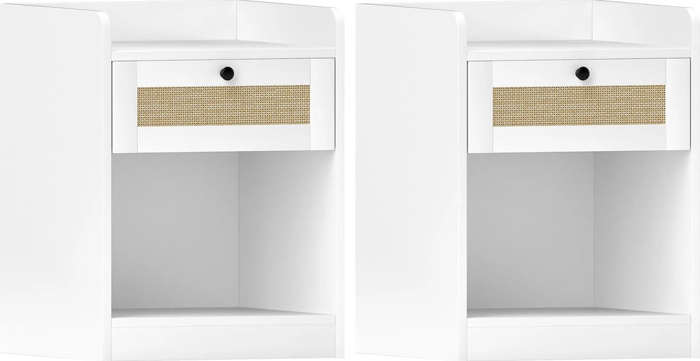 HOMCOM 2 db Éjjeliszekrény Ráccsal Ellátott Fiókkal - 40x40x53 cm - Fehér | Aosom