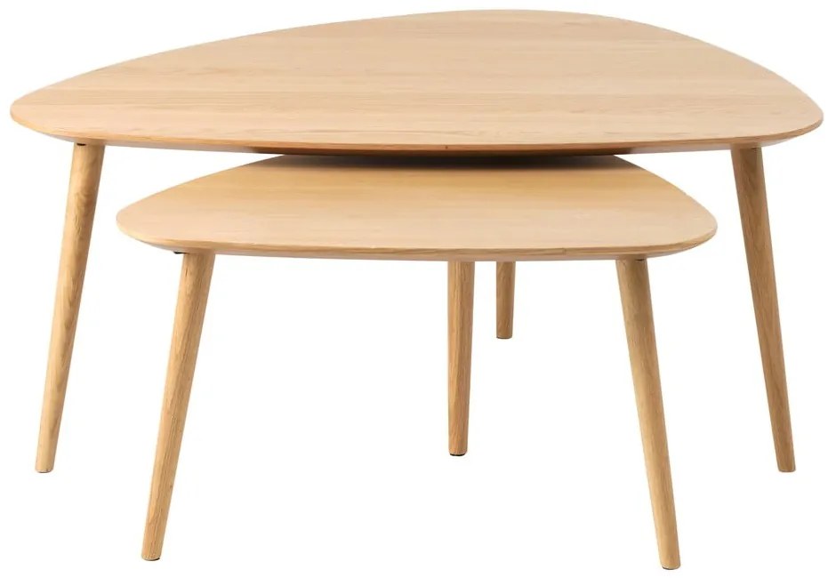 Natúr színű dohányzóasztal szett tölgyfa dekorral 2 db-os 70x100 cm Adda – Unique Furniture