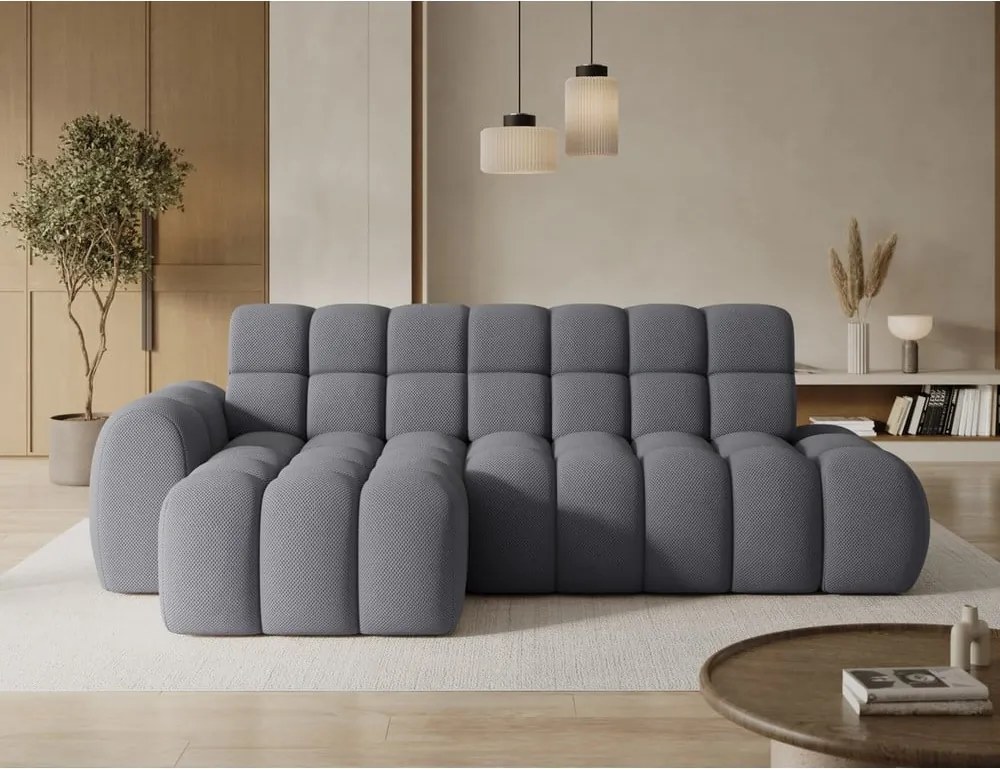 Szürke kinyitható sarokkanapé (bal oldali-heverő résszel) Ceedro – ELTAP