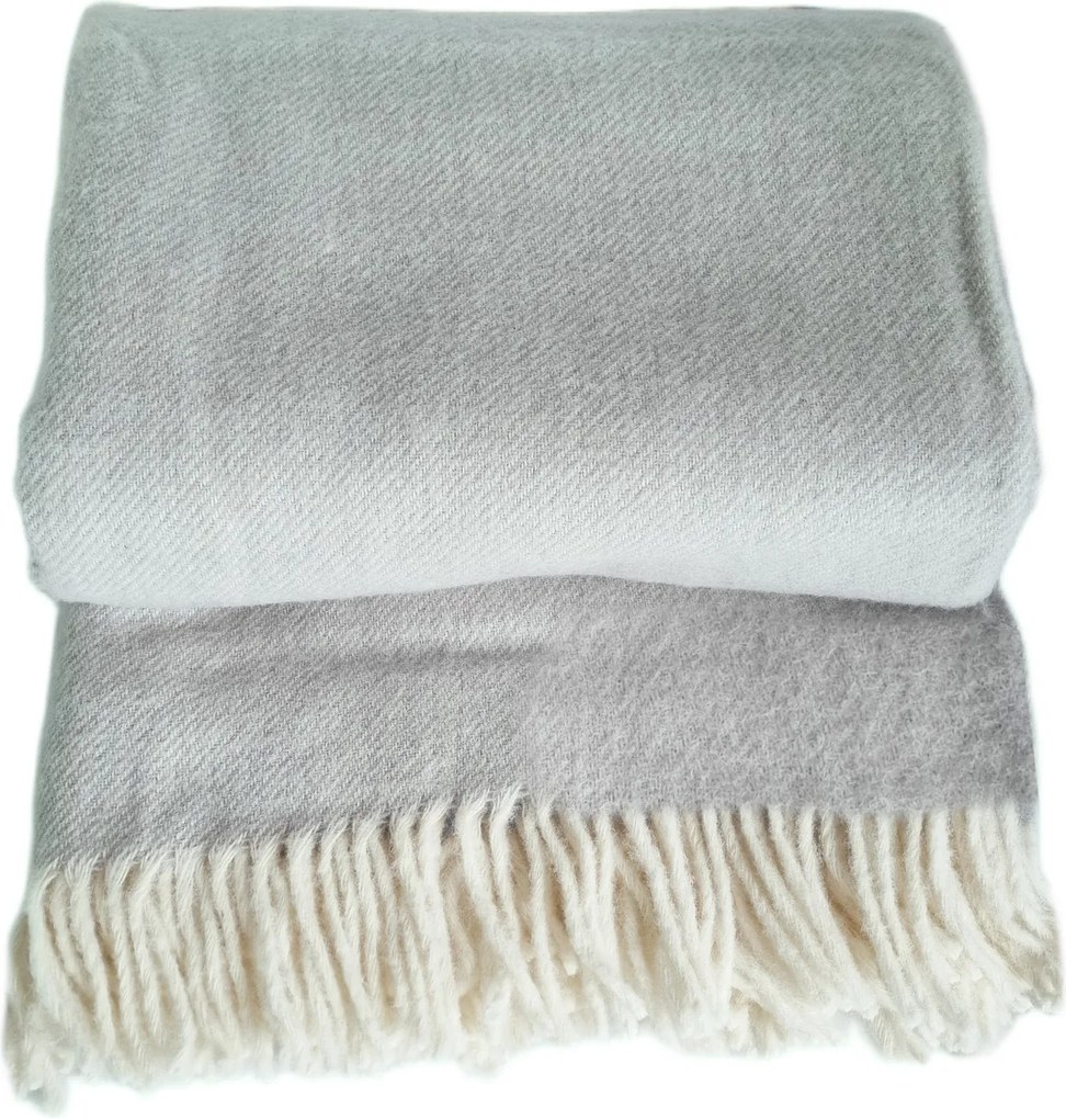 Gyapjú takaró rojtokkal 150x200 Diagonal új-zélandi gyapjú világosszürke