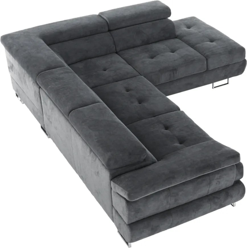 Ülőgarnitúra, szürke, szövet, jobbos, BUTON P