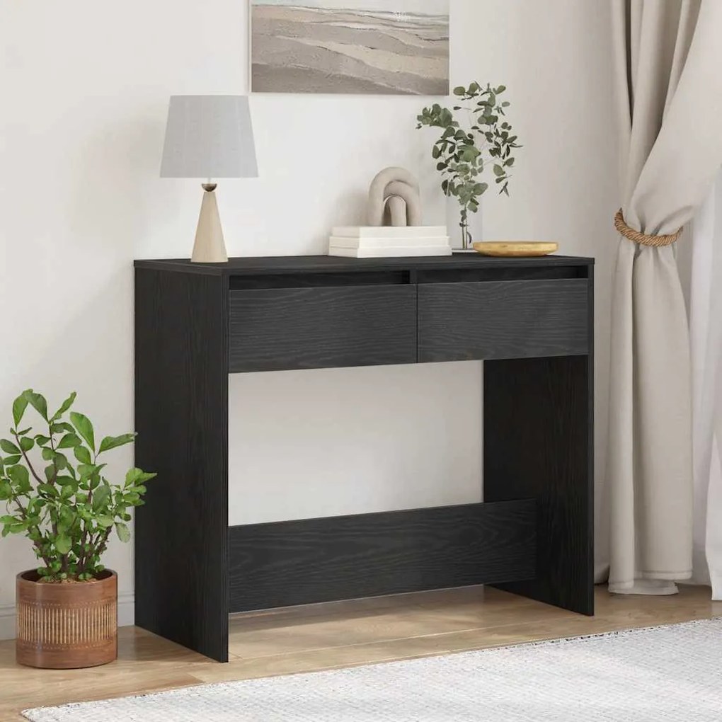 fekete tölgyszínű szerelt fa dohányzóasztal 89x41x76,5 cm