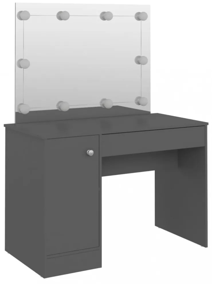 szürke LED-es MDF sminkasztal 110 x 55 x 145 cm