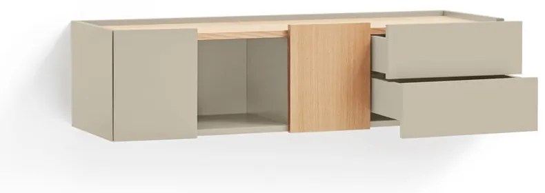 Bézs-natúr színű alacsony komód tölgyfa dekorral 110x23 cm Otto – Teulat