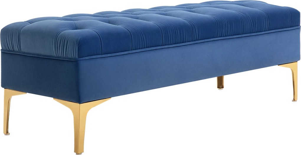 HOMCOM Pad, Ágy Páka, Cipőpad É elevated Legs, Hálószoba, Bársonykék 118 x 45 x 42 cm | Aosom