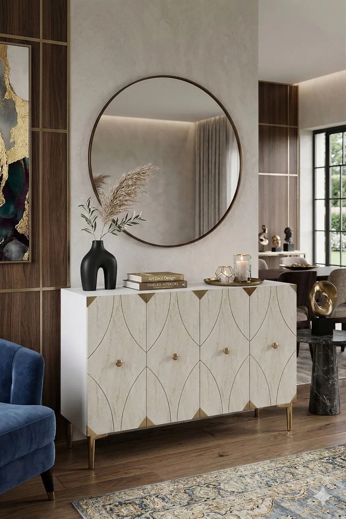 Alfa 120 - White, Travertine, Gold