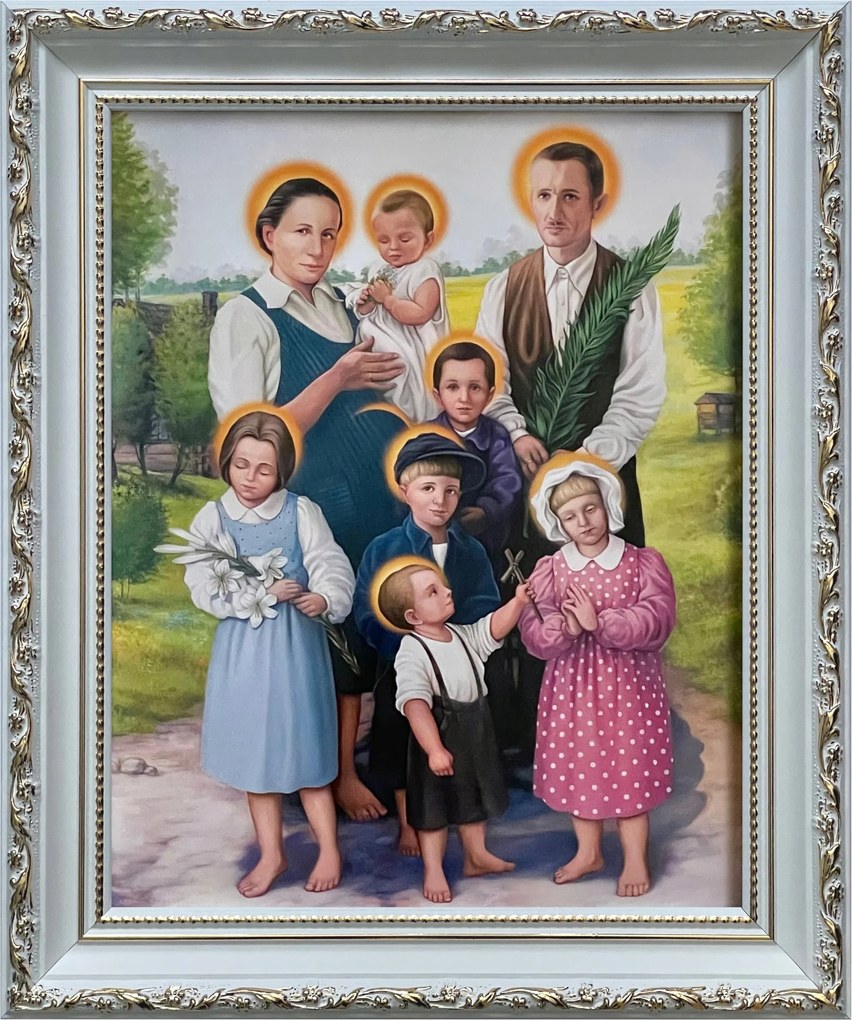 Vászonkép 31x26 Áldott Ulm Család Fehér Díszített Keret