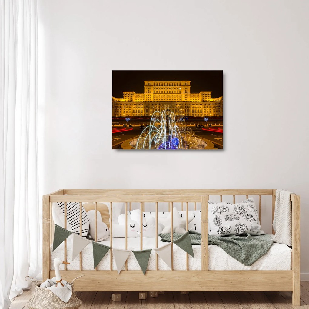 Kép - A Parlament palotája, Bukarest, Románia (üvegen) (70x50 cm)