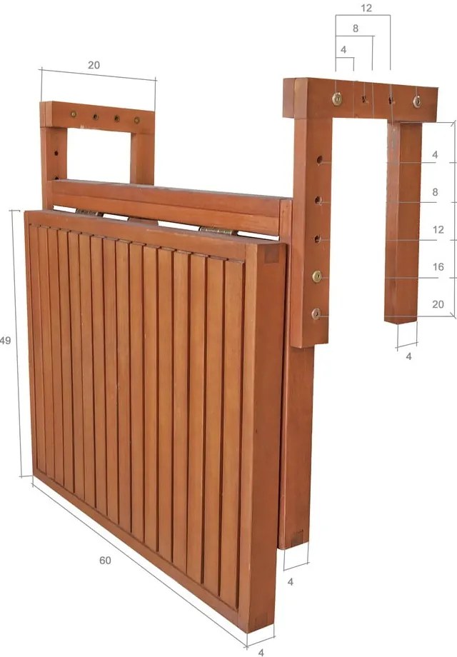 Függő erkélyasztal 64x65 cm Berkeley – Garden Pleasure