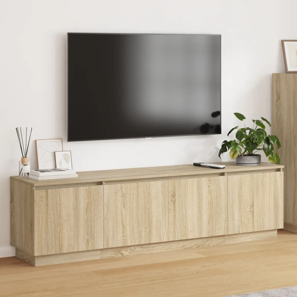 LED világítású TV szekrény Sonoma tölgy 180x38x49 cm Mérnöki fa