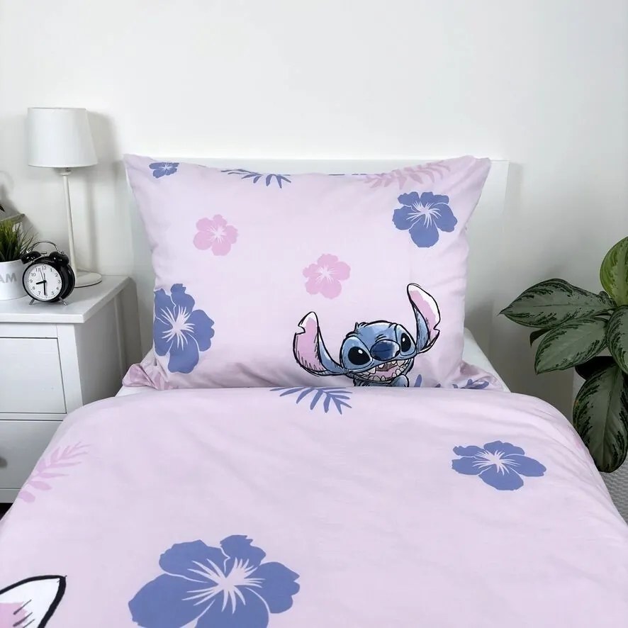 Jerry Fabrics Pamut ágynemű Lilo és Stitch Pink, 140 x 200 cm, 70 x 90 cm