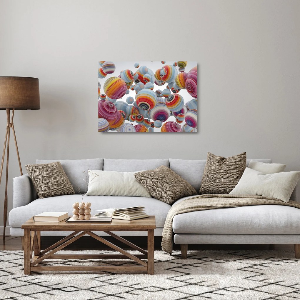 Festett gömbök képe (üvegen) (70x50 cm)