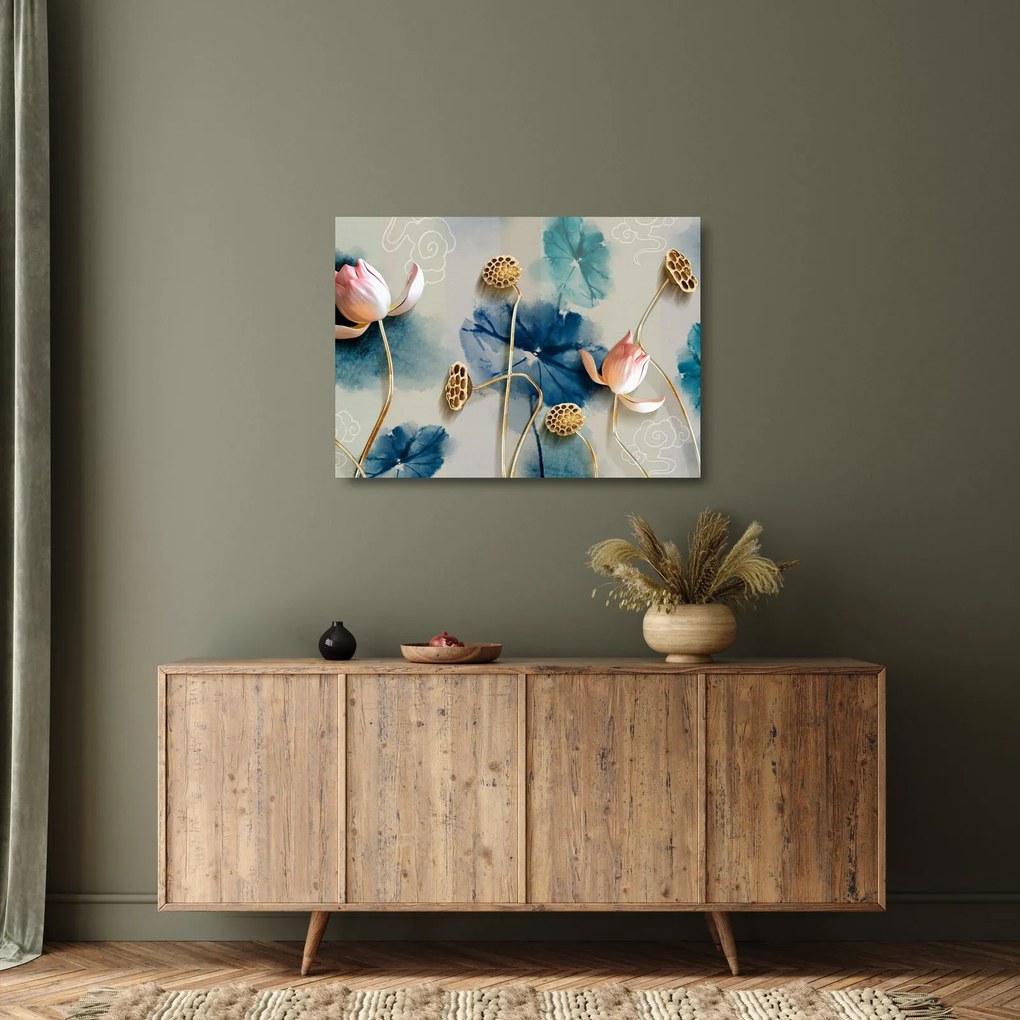 Kép virággal (üvegen) (70x50 cm)