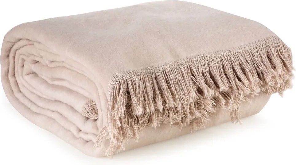 Pamut-akril takaró 220x240 Eurofirany sima bézs