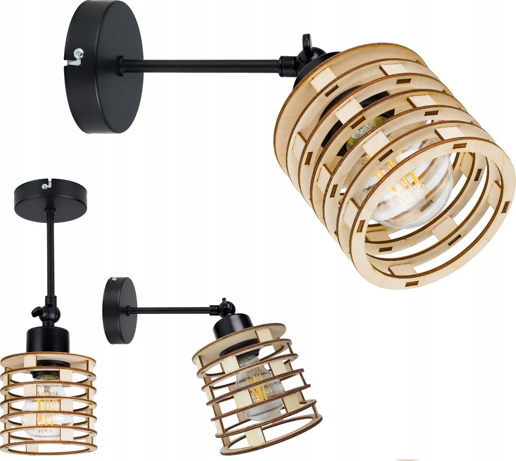 Lámpa Fali Lámpa mozgatható loft Rugós fa