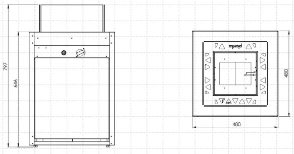 Planika Square GAS - Kültéri gáz kandalló 79,7x48 cm 10kW