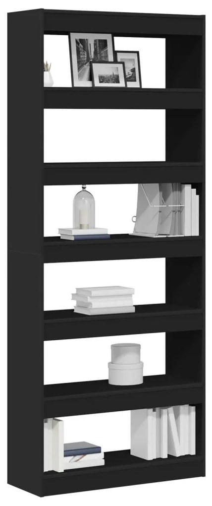 Fekete Könyvespolc Fekete Fa 80 x 30 x 198 cm Polc
