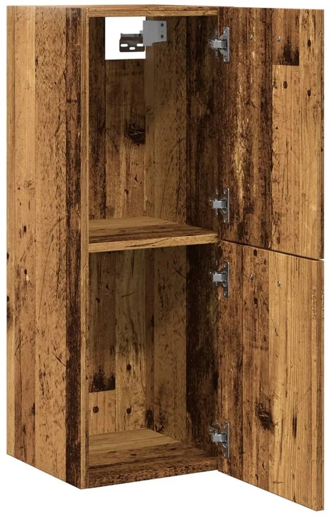 Antik fa színű szerelt fa függő fürdőszobaszekrény 30x30x80 cm