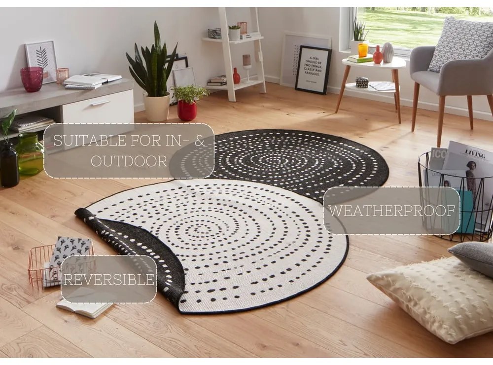 Bali fekete kültéri szőnyeg, ø 140 cm - NORTHRUGS