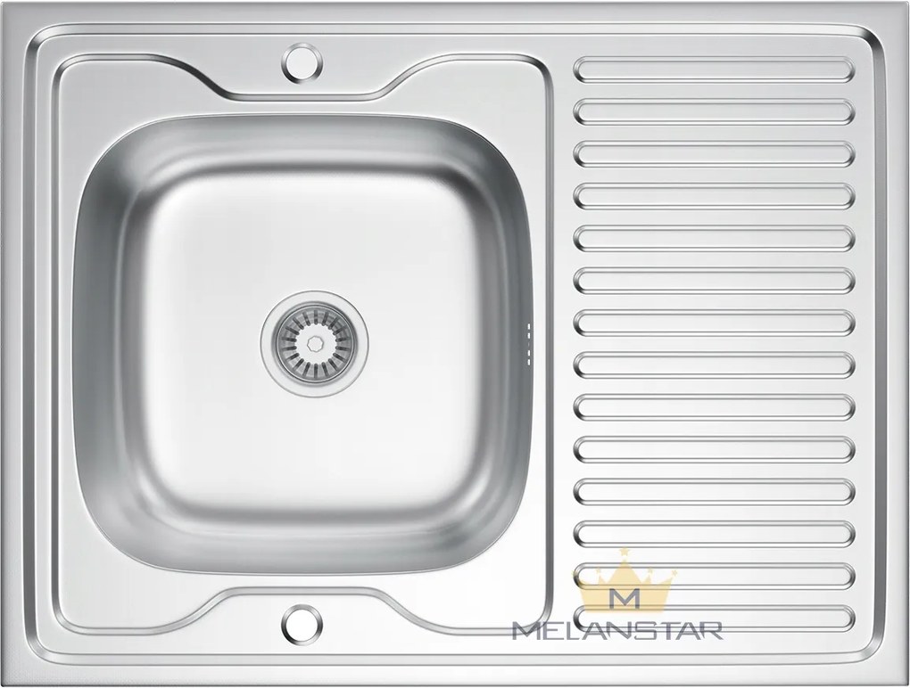 Mosogatótálca Acél Mikrotextúra 80x60 cm Egymedencés Szifon