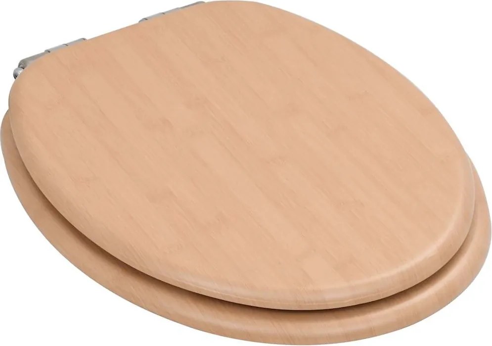 2 db bambuszmintás MDF WC-ülőke lassan csukódó fedéllel