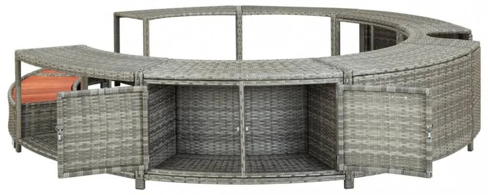 szürke polyrattan jakuzzi-keret